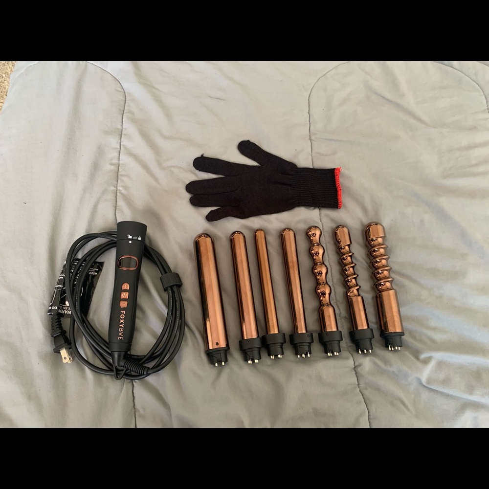 FoxyBae Rose Gold 7 in 1 Curling Wand Set